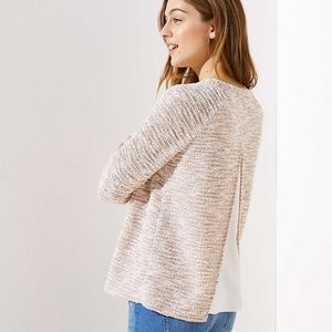 NWT LOFT Boucle Split Back Mixed Media Top